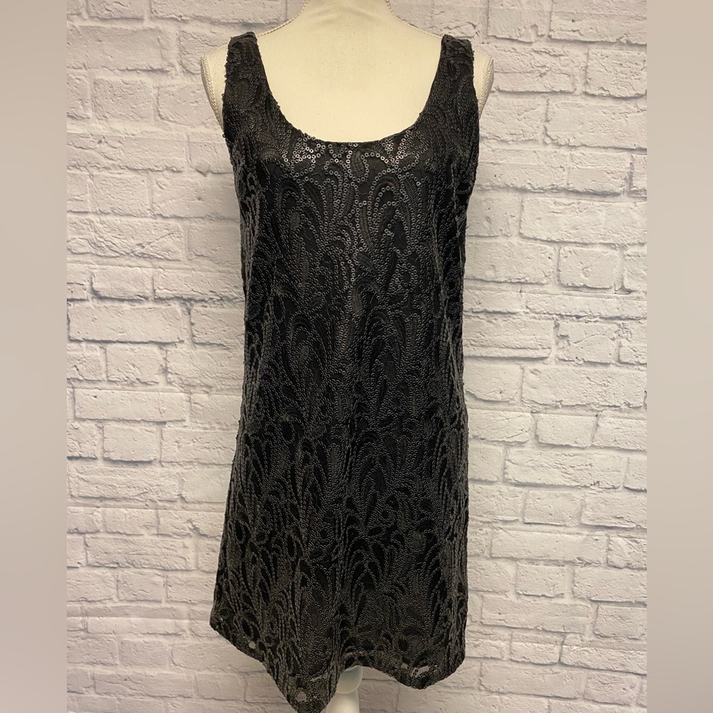Honey Punch Black Lace Sequin Mini Dress Size Medium